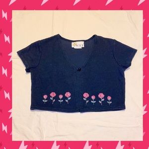 Black Rose Crop Top 2000’s Size XS
